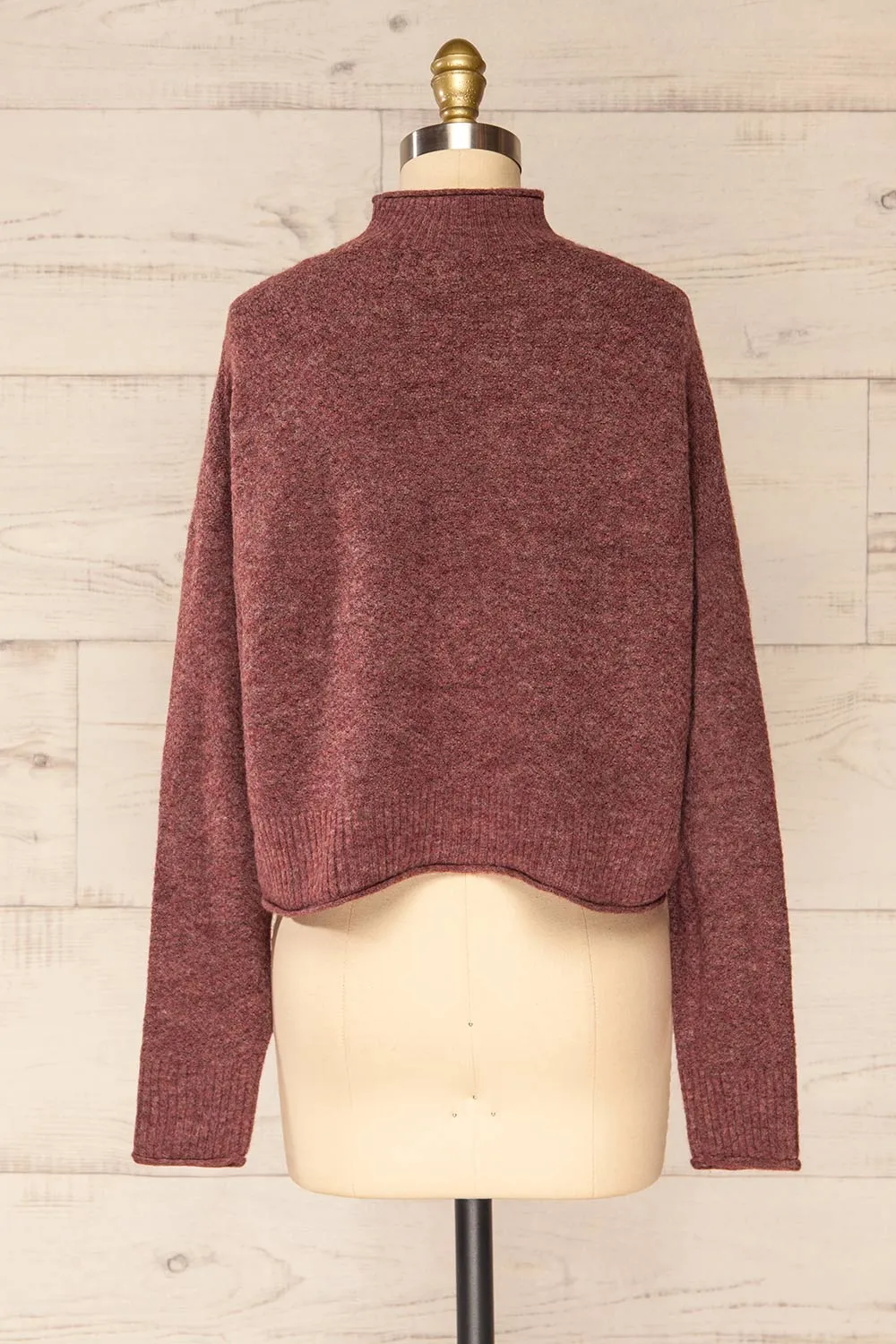 Pori Wine | Soft Knit Mock Neck Sweater