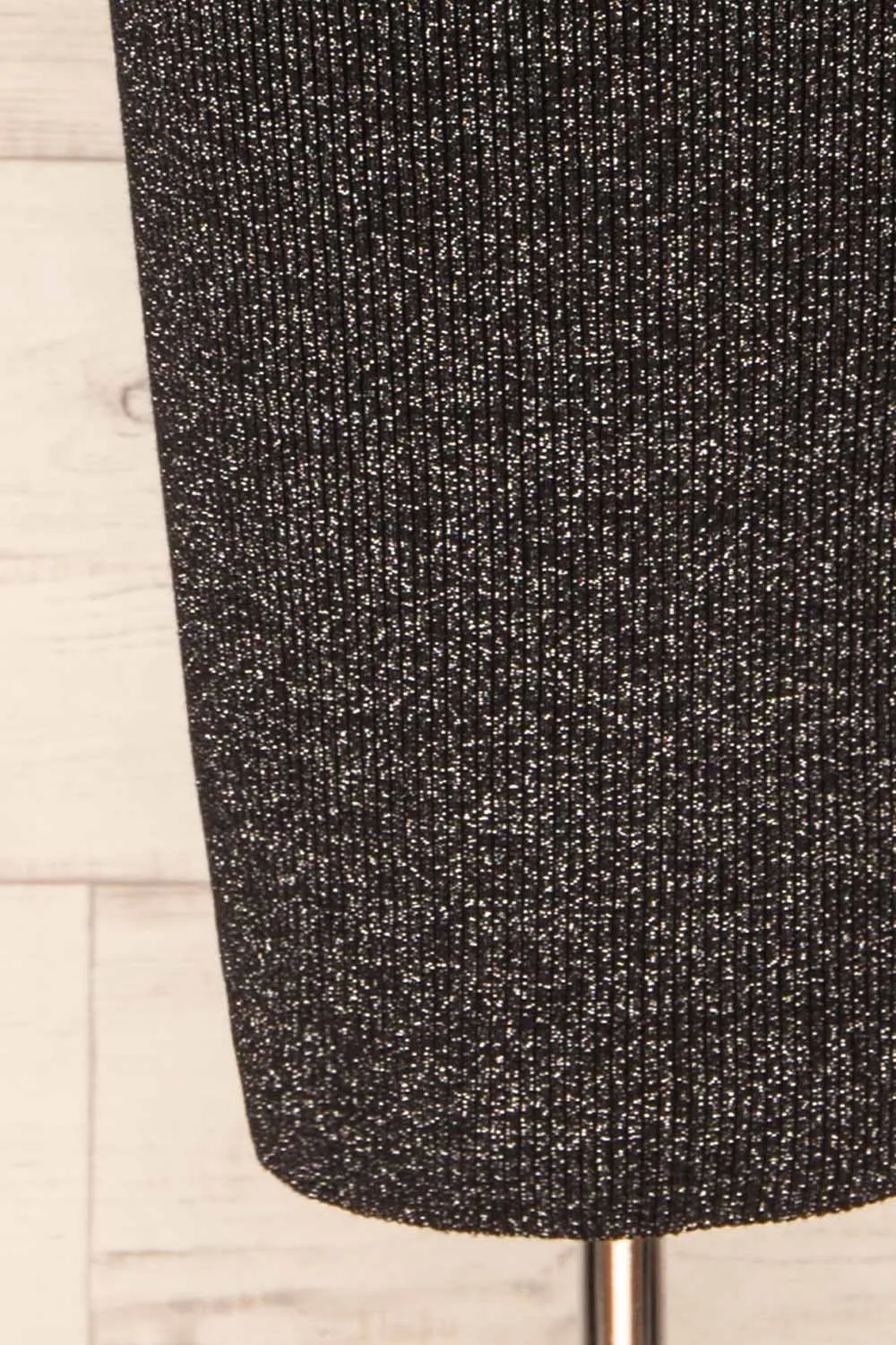 Punata | Black & Silver Ribbed Knit Midi Dress