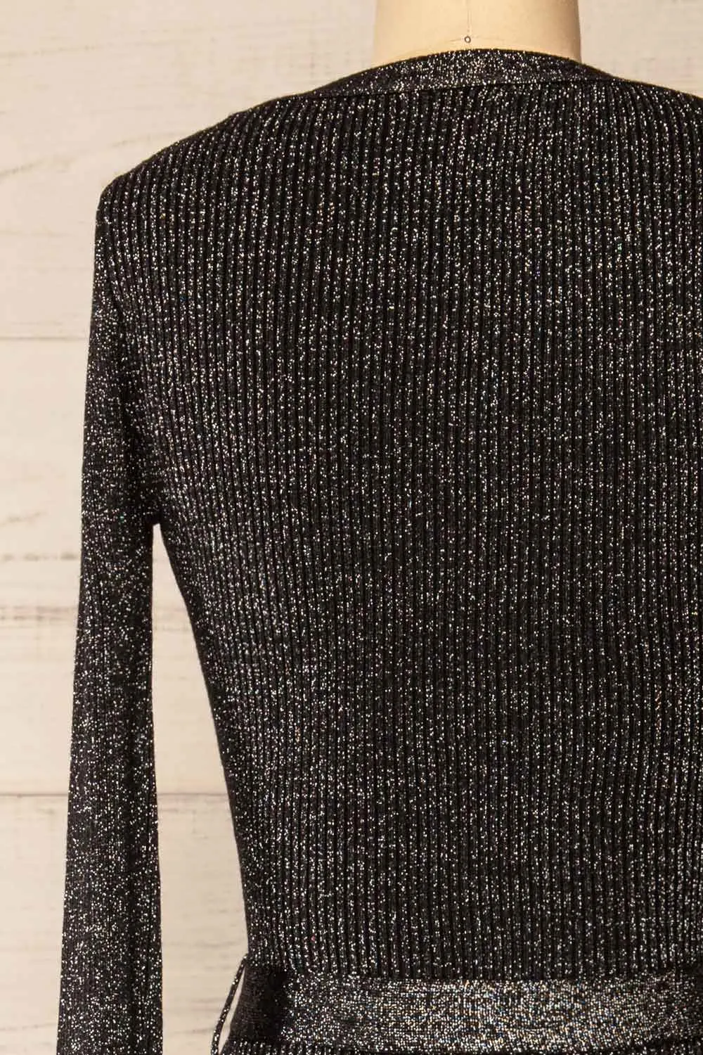 Punata | Black & Silver Ribbed Knit Midi Dress