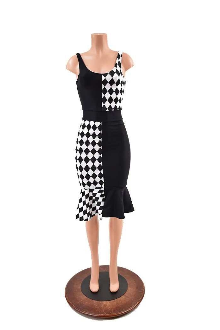 Quad Color Blocked Wiggle Dress