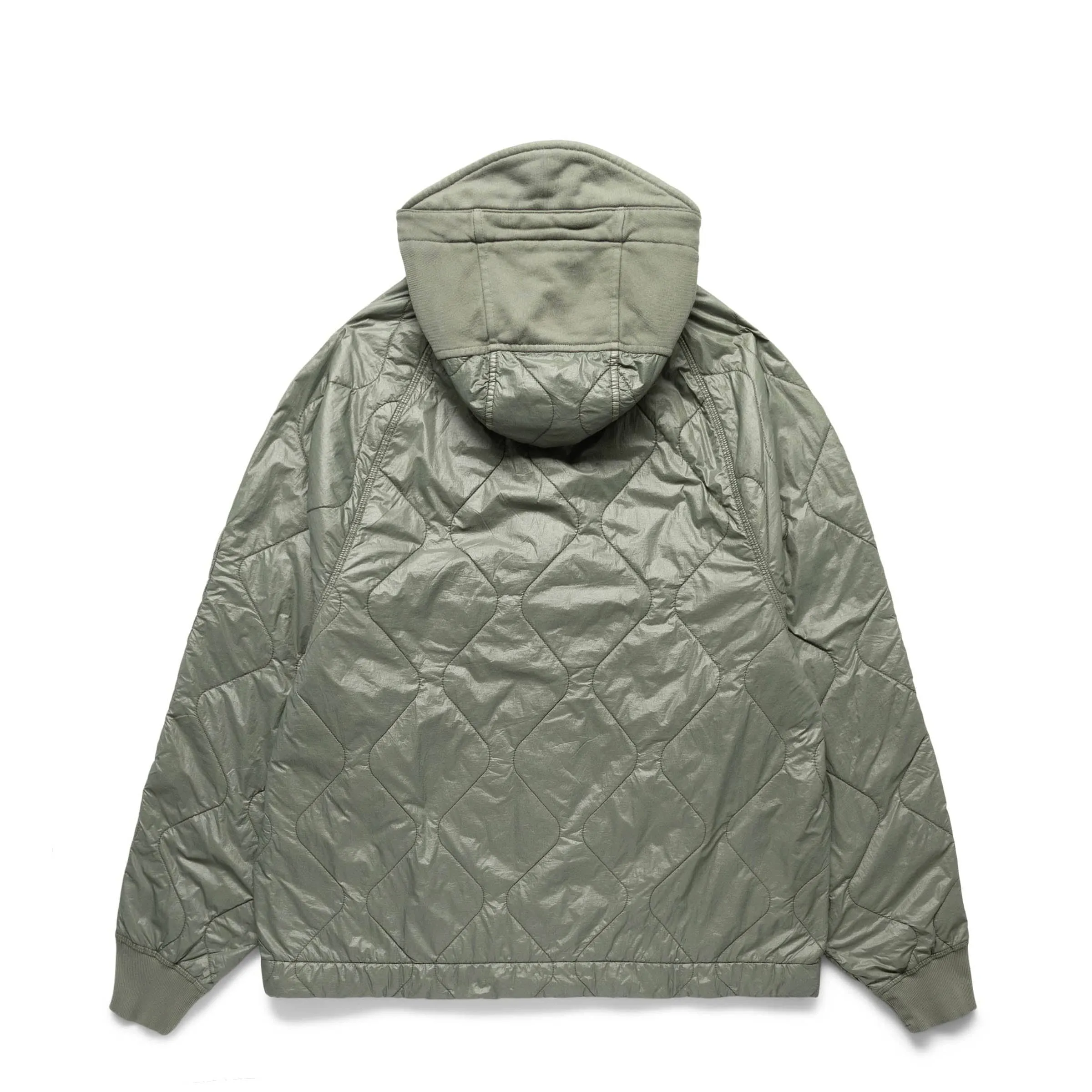 RAISED FLEECE QUILTED HOODED SWEATSHIRT