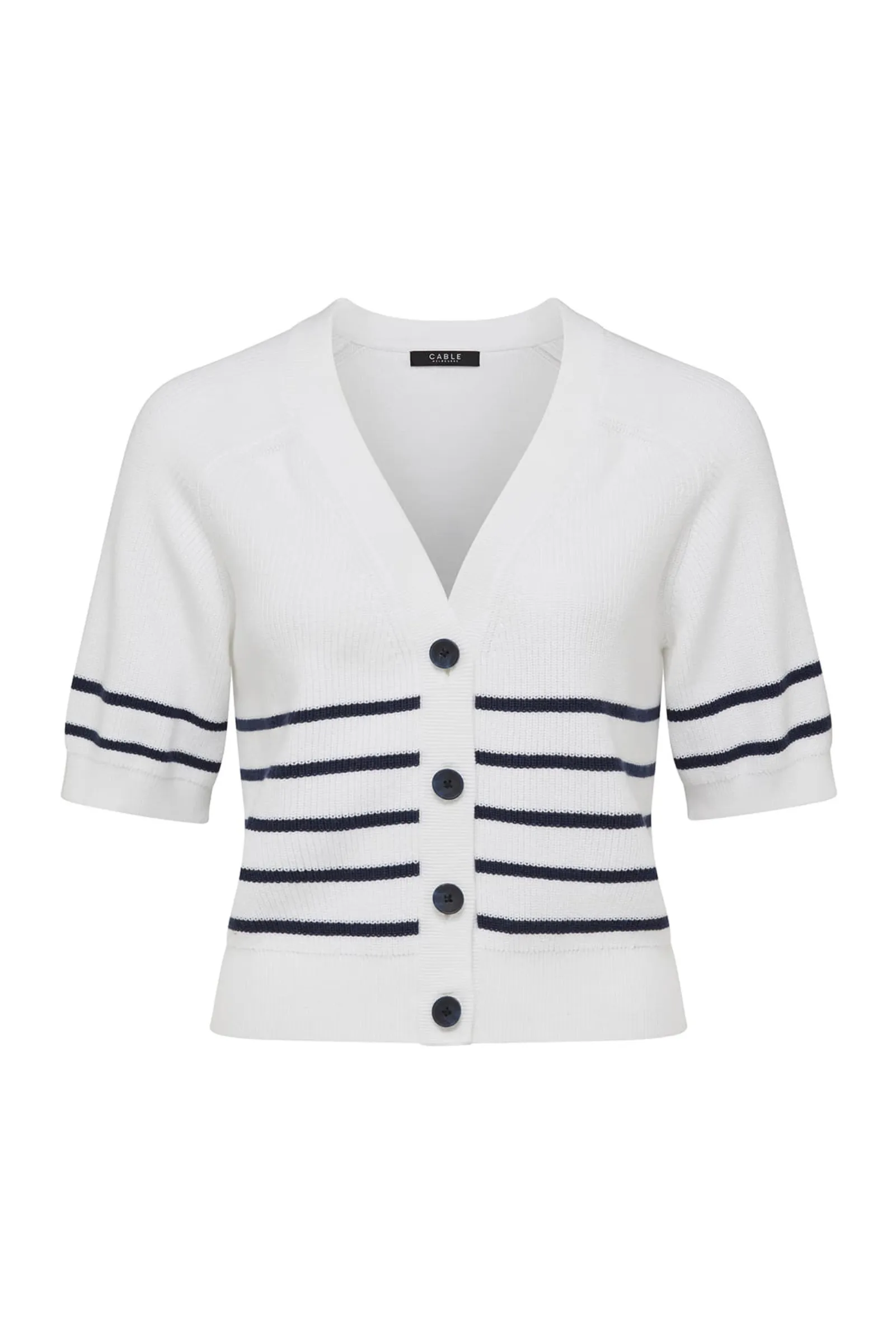Riviera Cotton Knit Top - Navy Stripe