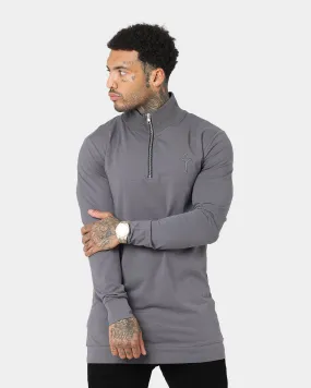 Saint Morta Kingdom Half Zip Funnel Neck T-Shirt Dark Grey