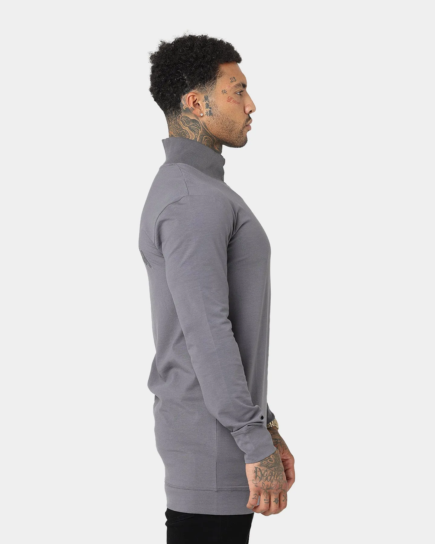 Saint Morta Kingdom Half Zip Funnel Neck T-Shirt Dark Grey
