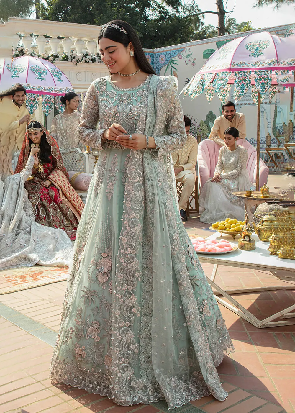 Sea Green Pakistani Maxi Dress | Imrozia Serene Mehram Brides '23 | SB-09 - Arwah