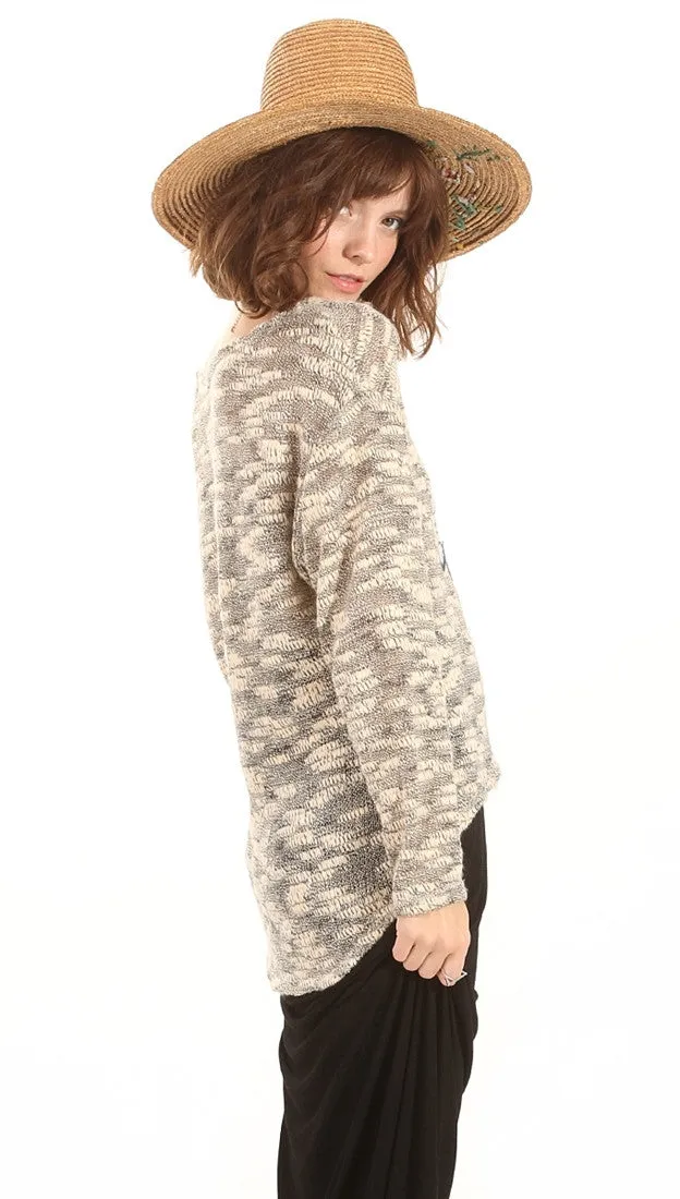 Sugar Lips Lazy Day Asymmetrical Hem Textured Sweater
