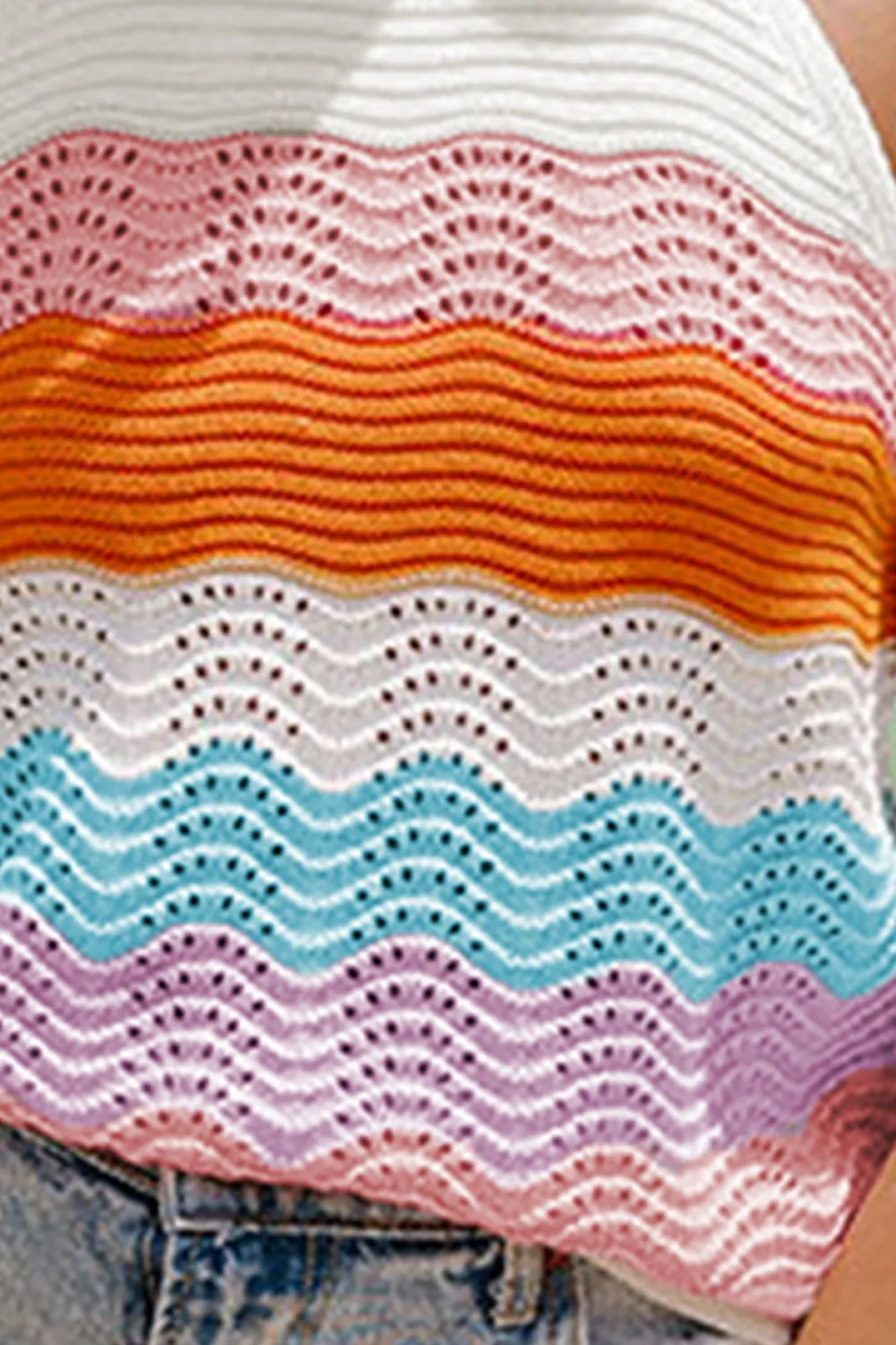 TEEK - Multicolor Block Round Neck Knit Vest
