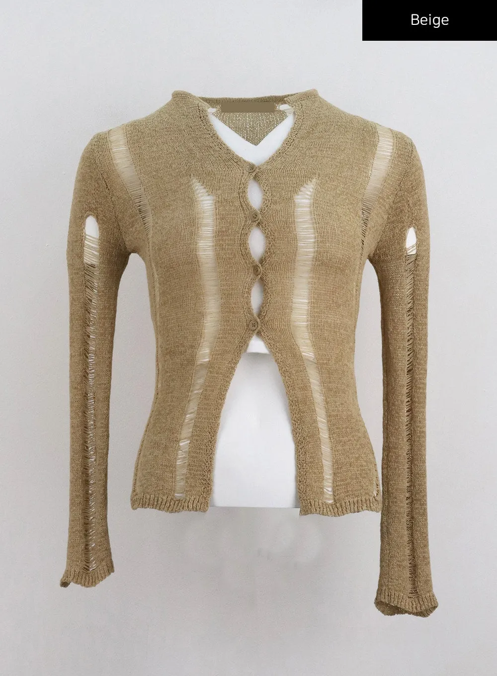 Top And Ripped Cardigan Set CL327