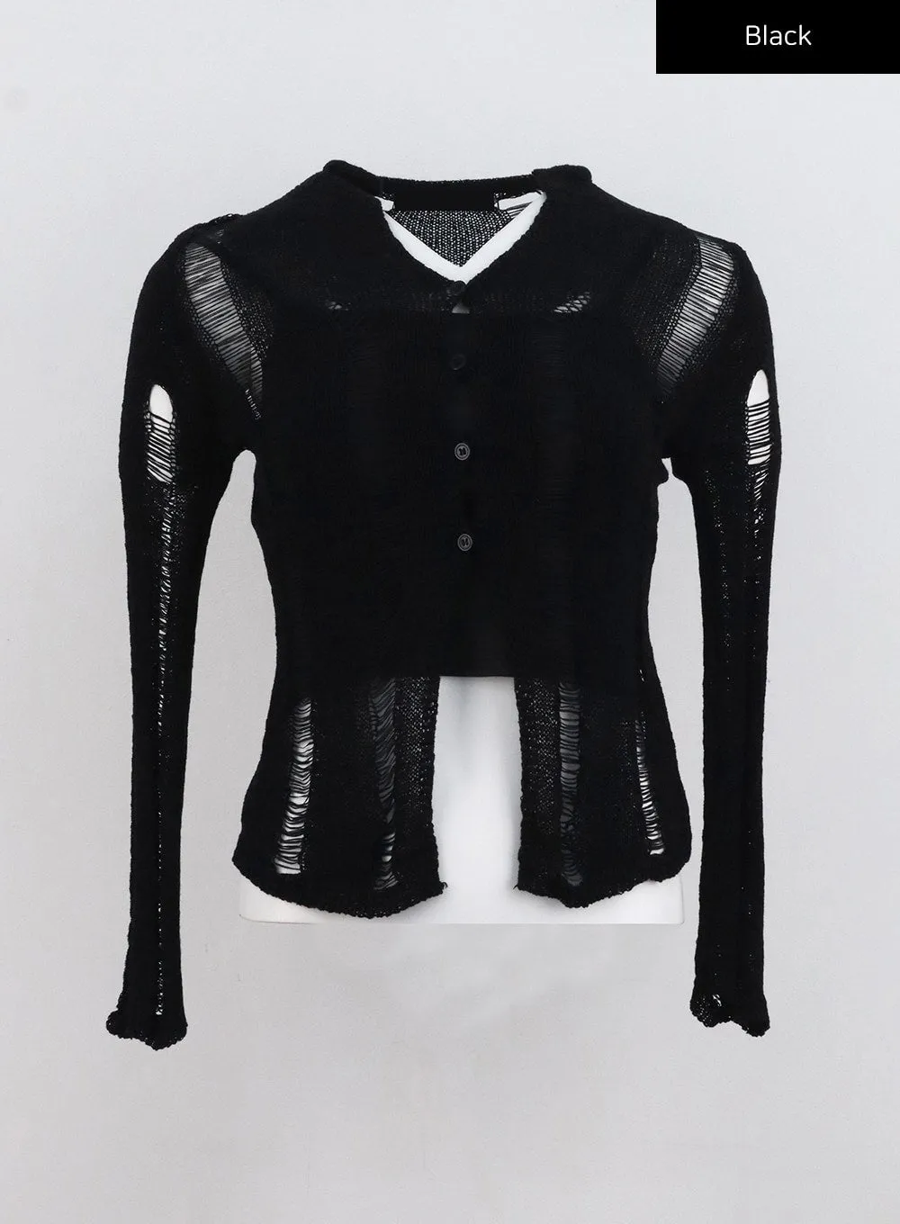 Top And Ripped Cardigan Set CL327