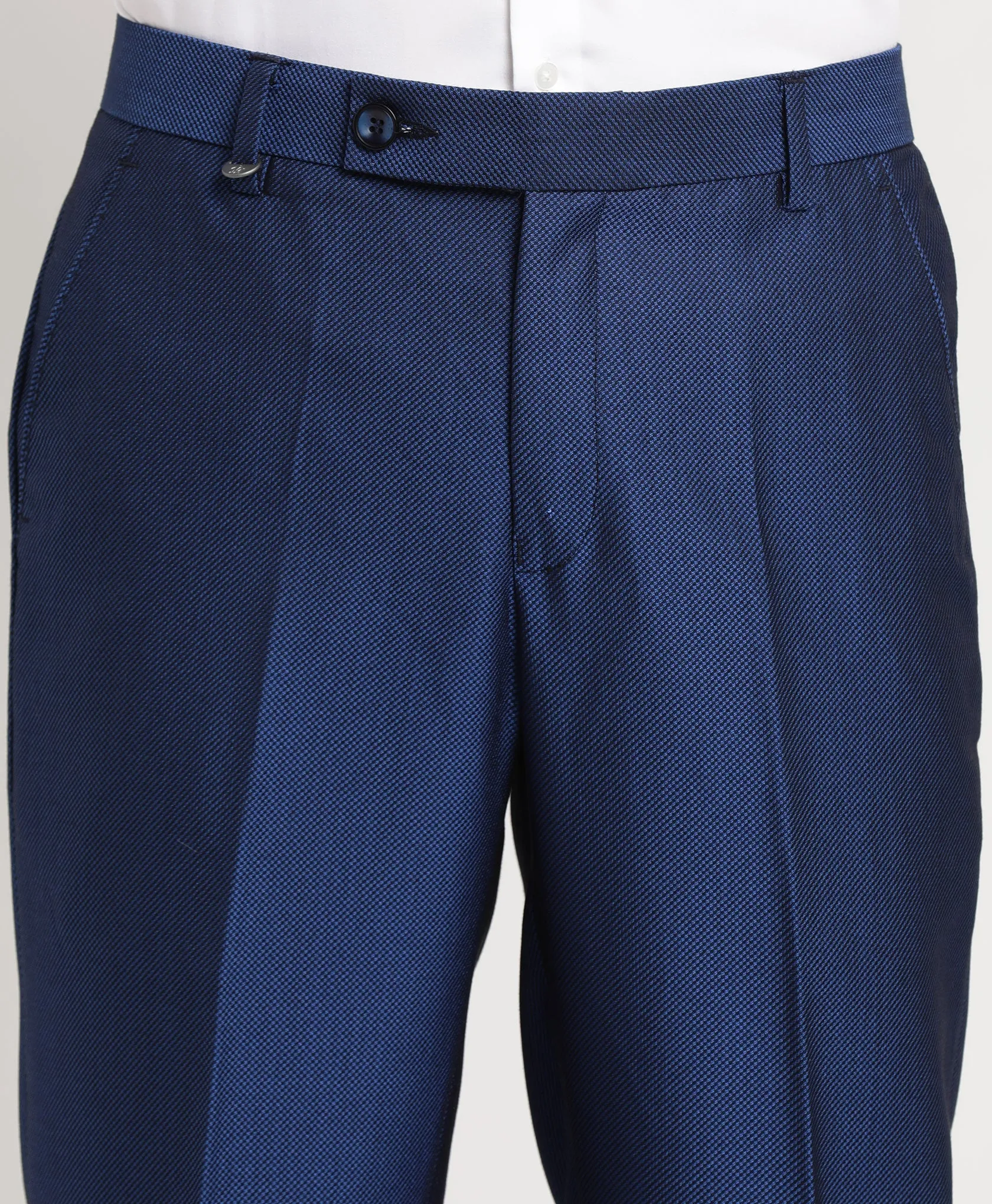 Turtle Men Blue  Self Design Slim Fit Ceremonial Suit (3 Piece)