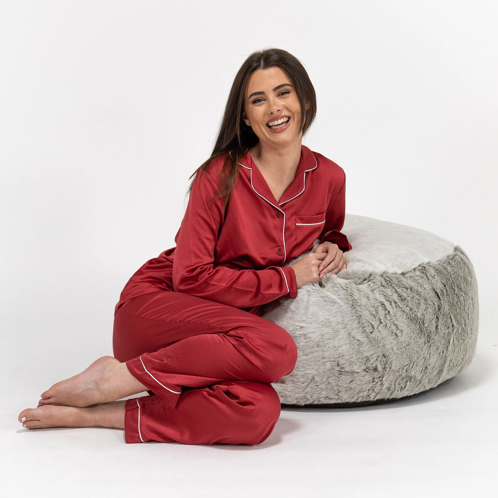 Women's Red Satin Trouser Pyjamas