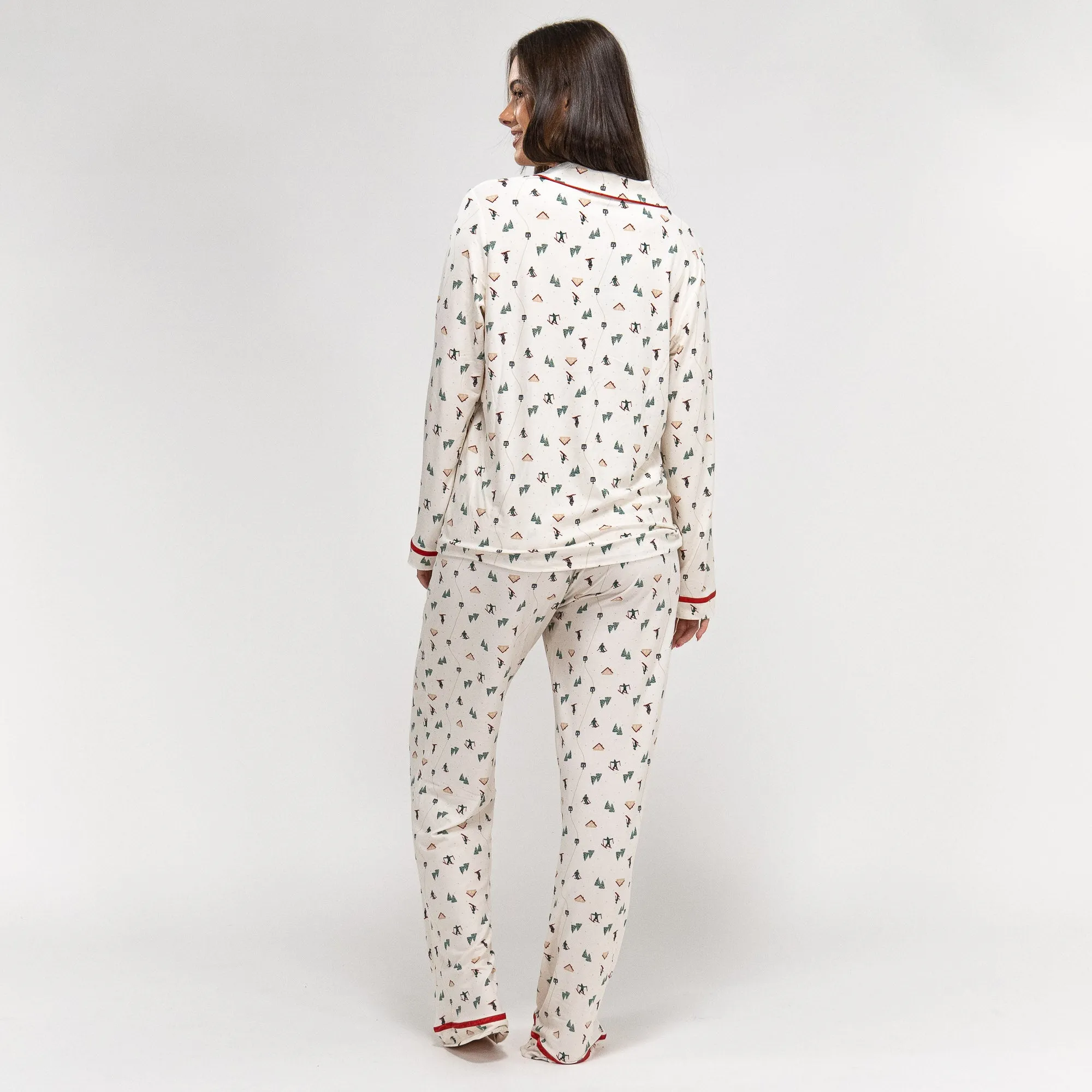 Women's Ski Scene Jersey Christmas Pyjamas