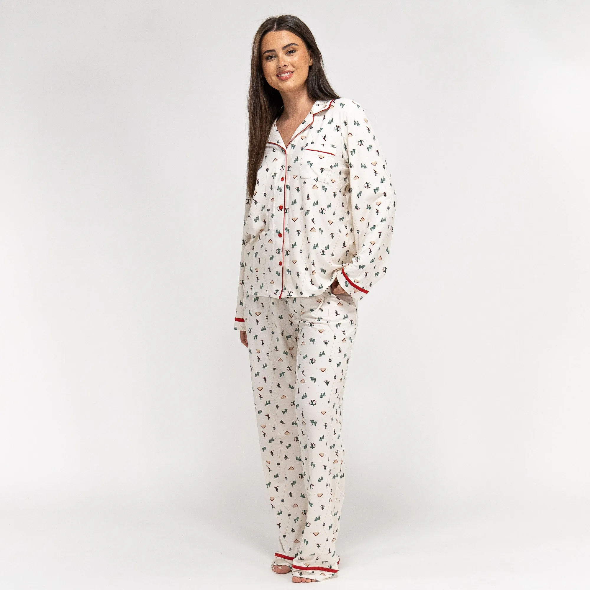 Women's Ski Scene Jersey Christmas Pyjamas