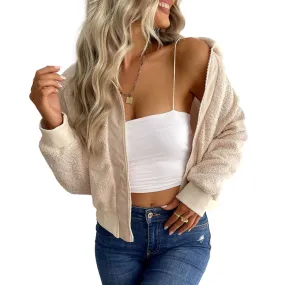 YESFASHION Women Coats Long Sleeve Lapel Sherpa Jacket