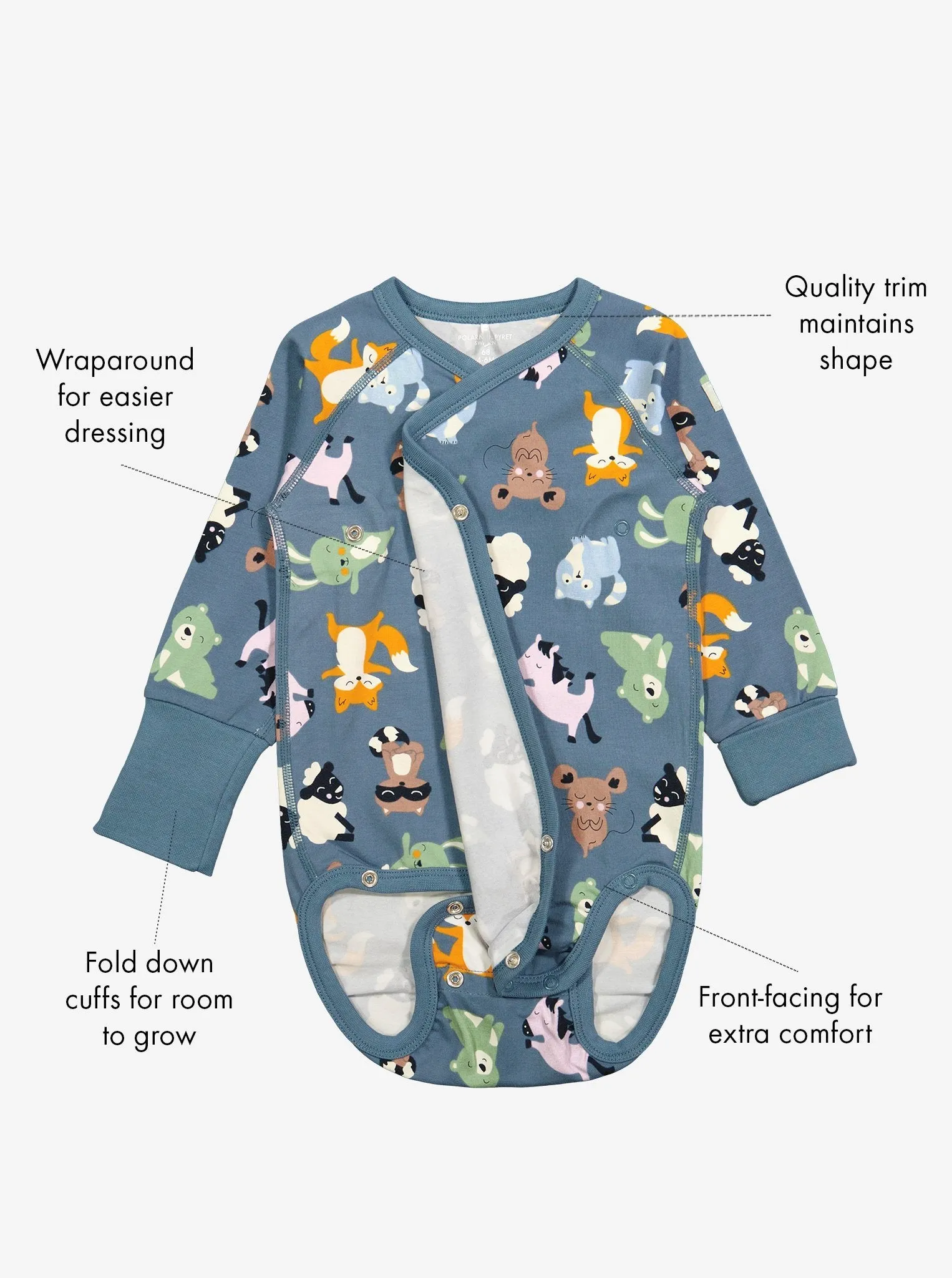 Zen Friends Print Wraparound Babygrow