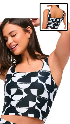 Zumba Haus Square Neck Crop Tank With Shelf Bra (Special Order)
